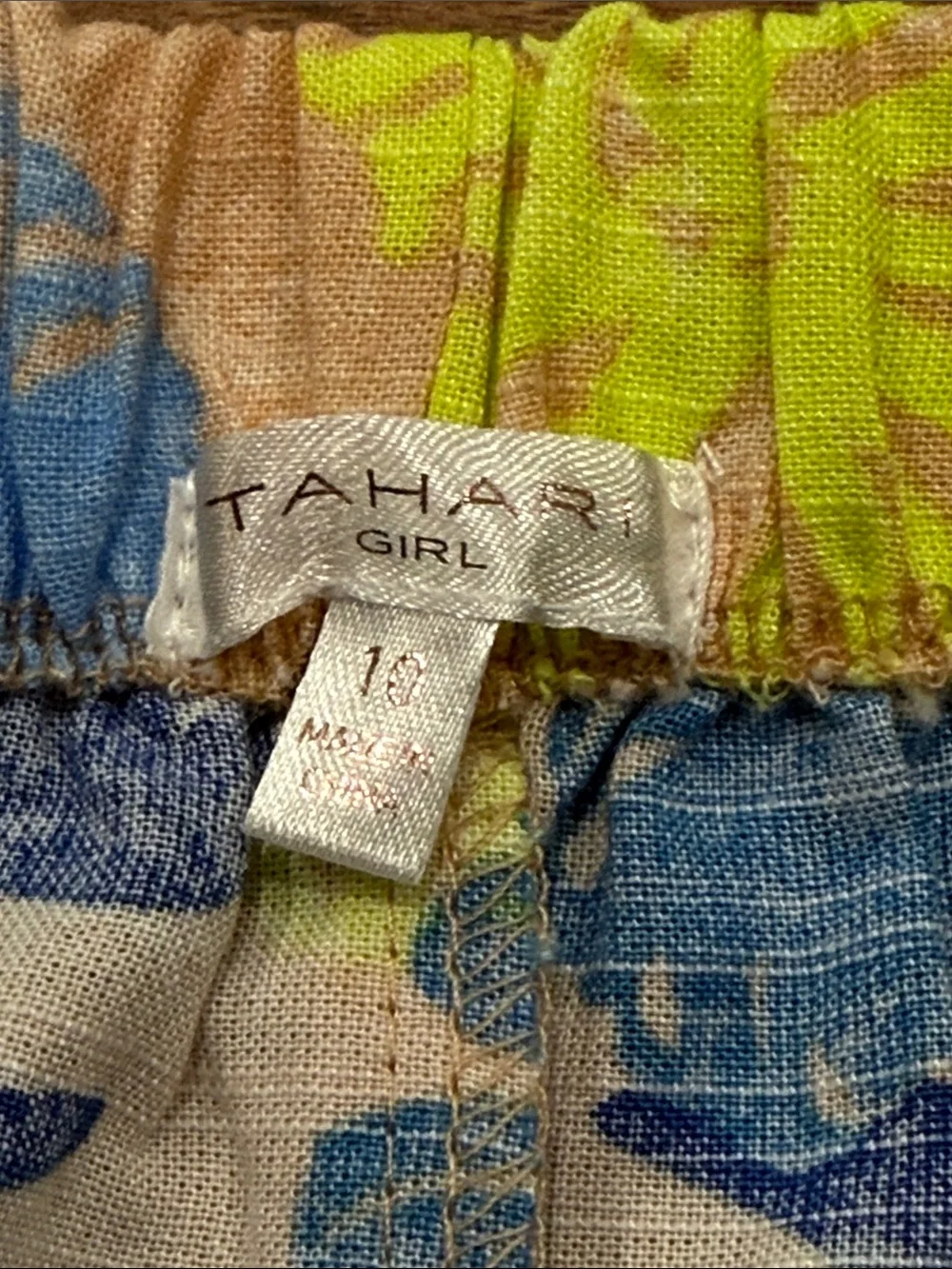 Tahari Girl 2 Piece Pants Tank Top Set Tropical Leaves- Size 10
